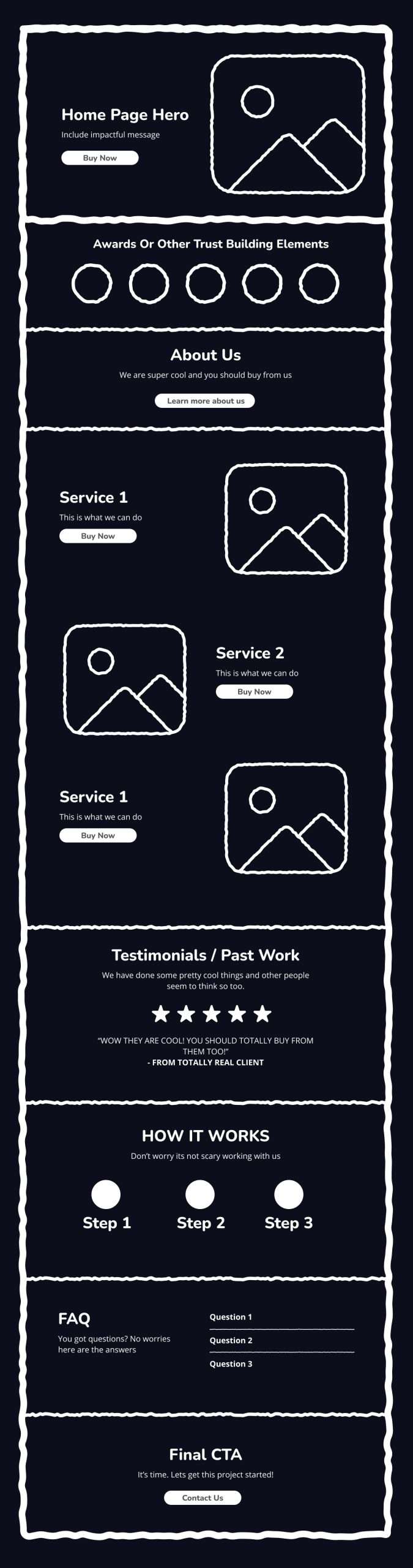 Home Page Wireframe